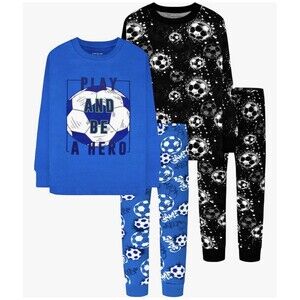 Boys Pajamas 4 Pieces Long Set 100% Cotton Sleepwear (size:3T)